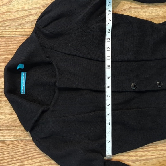 Terryl for Thalian black cotton blend button front peplum sweater, women's S - Picture 2 of 6